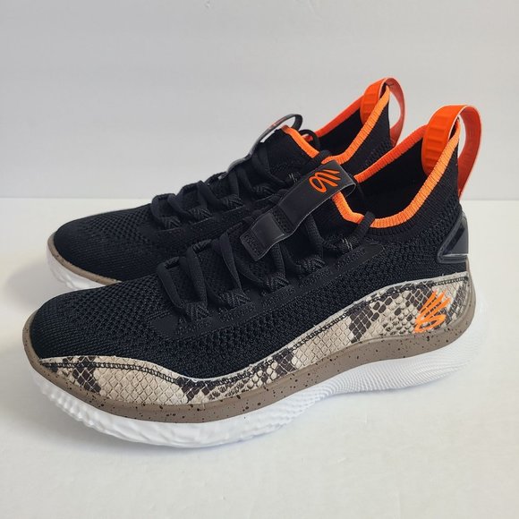 NEW Under Armour Curry Flow 8 Snakeskin Basketball Shoes 3024429-005 Size 7 Blac